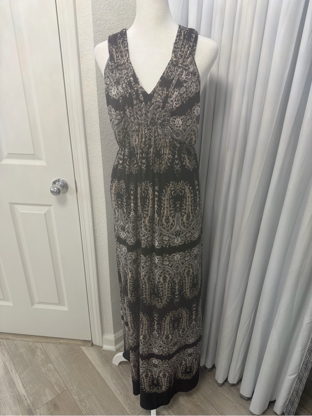 Style & Co. Boho Paisley Embellished Sleeveless Maxi Dress Black Size M NWT - Picture 2 of 4